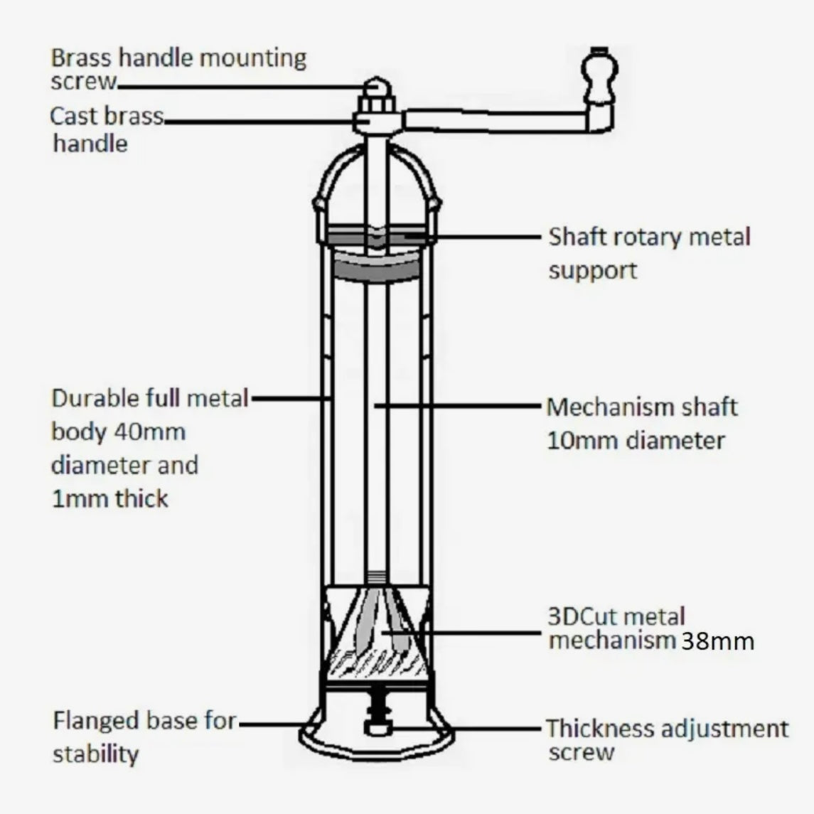 The Original 'Brass mill' - 10" pepper grinder