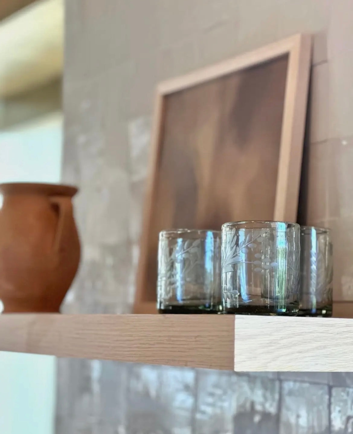 Hand-Etched Tumbler Glass - Medium